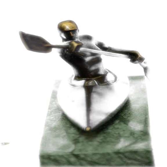 Canoeing Trophy Bronze Sculpture on Marble Base Figure