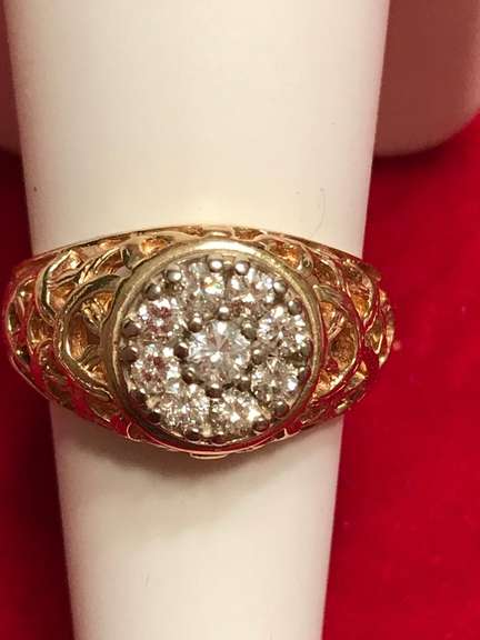 Men's 14k diamond cluster ring