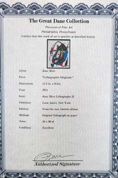 JOAN MIRO LITHOGRAPHIE ORIGINALE 1975