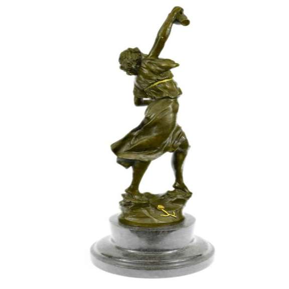 Greek Lady Girl Water Jug Vase Bronze Sculpture