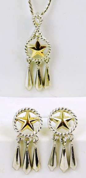 Vintage Crumrine Sterling Necklace & Earrings