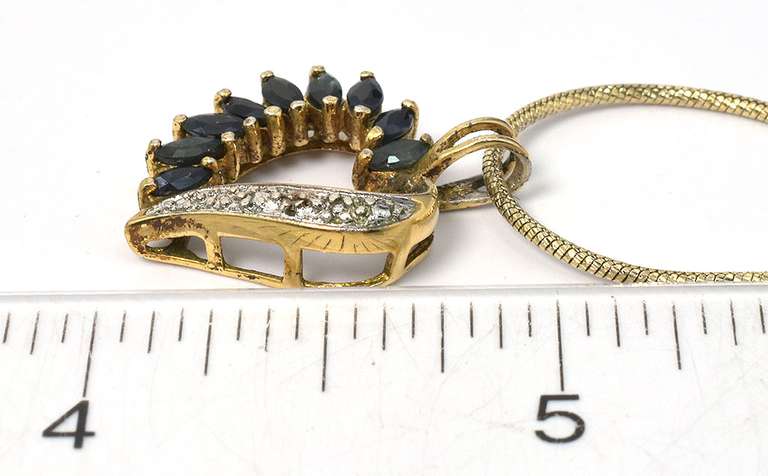 Classy Sapphire Heart Necklace in Vermeil