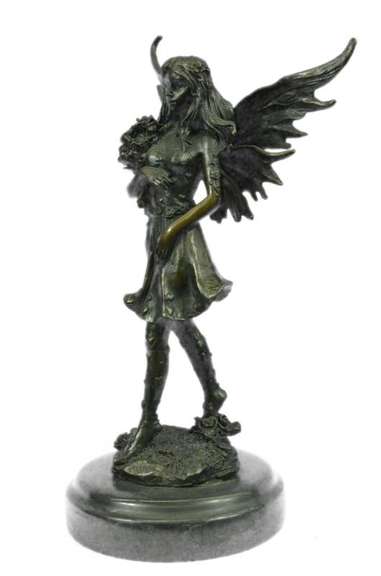 Angel of Love Holding bouquet of roses Bronze Sculpture