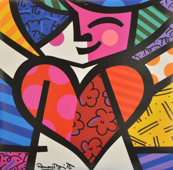Romero Britto Hug Heart Framed