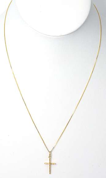 Dainty Textured Cross in 14KT Yellow Gold