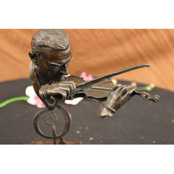Man Playing Violin Bronze Sculpture