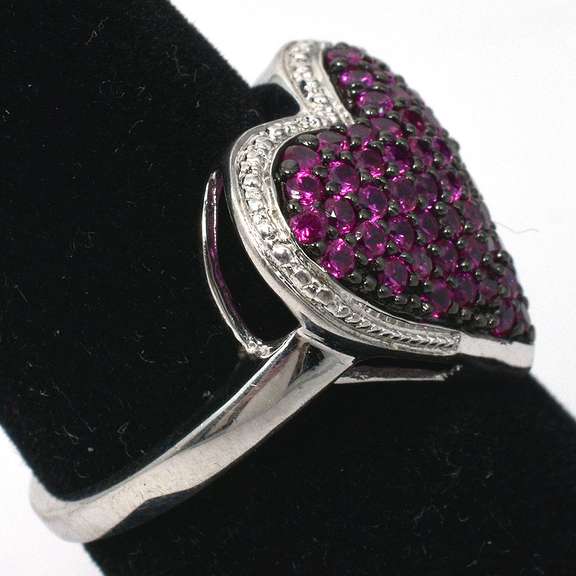 Sterling Silver Pink  CZ Heart  Ring