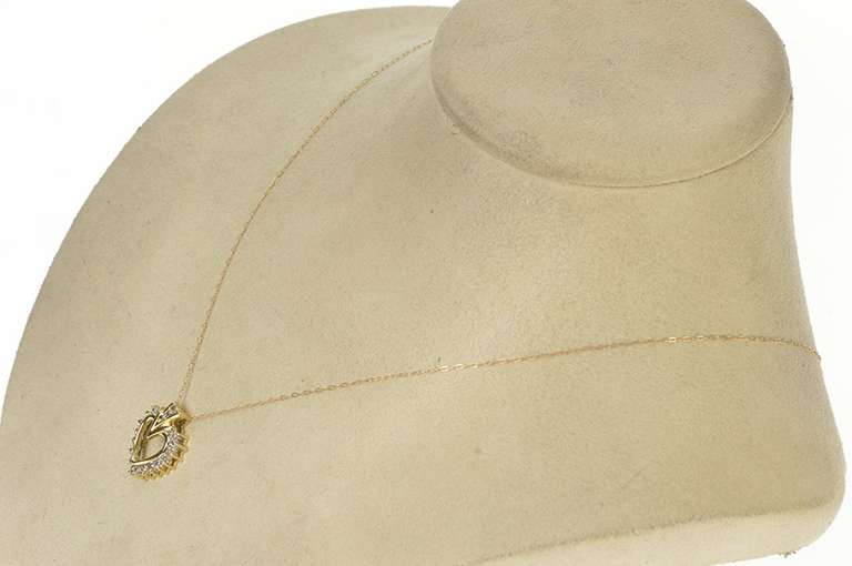 10K Yellow Gold Ornate Diamond Heart Love Valentine Gift Pendant