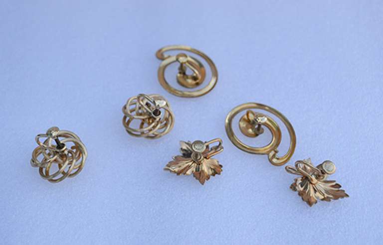 Vintage 12K Gold Filled Screw Back Earrings, 3 Pair Lot