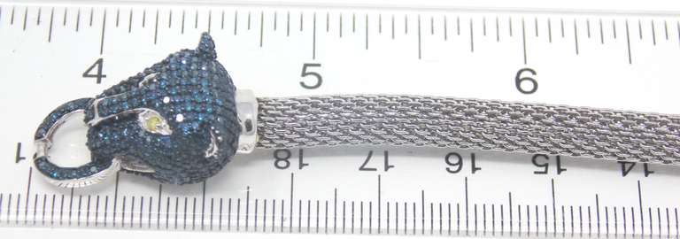 Sterling Silver Leopard Head Mesh Bracelet