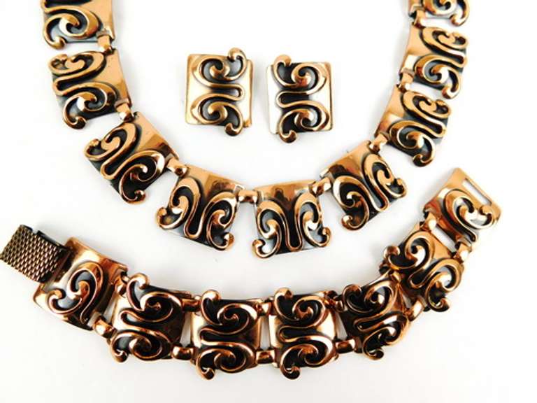 Vintage 3 Piece Copper Parure Jewelry Set