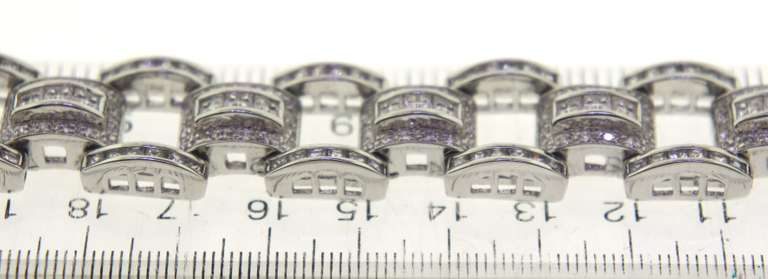 Sterling Silver Crystal Men's Link Bracelet