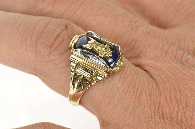 10K Yellow Gold 1970 Everett High School Ornate Class Ring