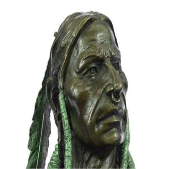 Indian Native American Chief Eagle Bust Bronze Statue