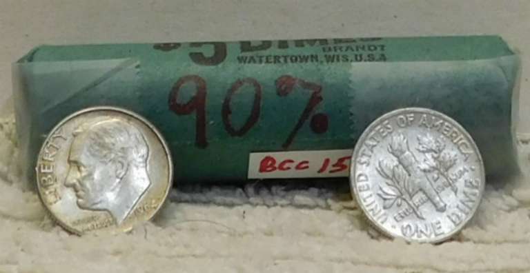 Roll 90% Silver Roosevelt Dimes