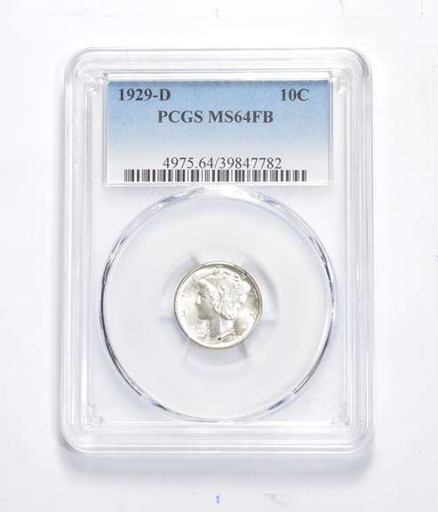 MS64FB 1929-D Mercury Dime - Graded PCGS