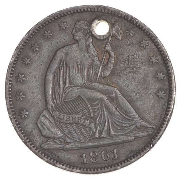 1861-O Seated Liberty Half Dollar - Holed - FED ISSUE $-6