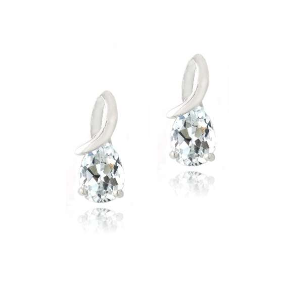 Sterling Silver 1.75ct White Topaz Teardrop Curve Stud Earrings