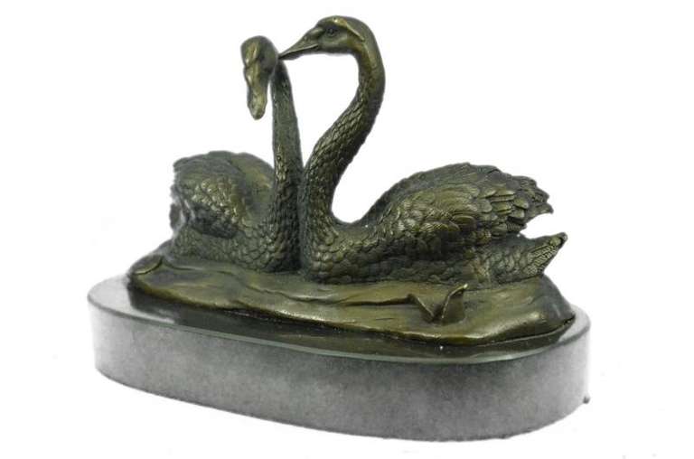 Two Beautiful Swans Bronze Sculpture
