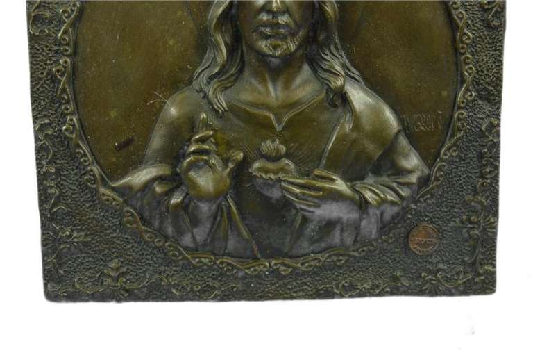 Bronze Jesus Christ and Angel Statue Wall Mount Figurine