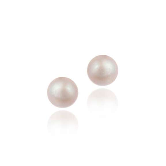 Sterling Silver Freshwater Cultured 6-6.5mm Pink Pearl Stud Earrings