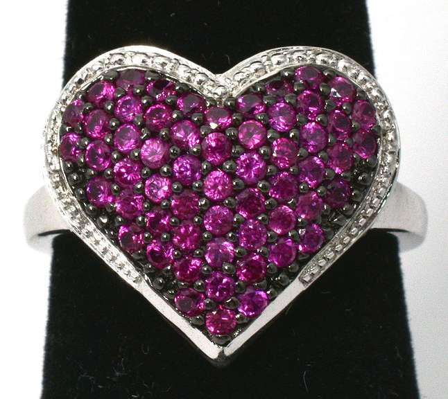 Sterling Silver Pink  CZ Heart  Ring