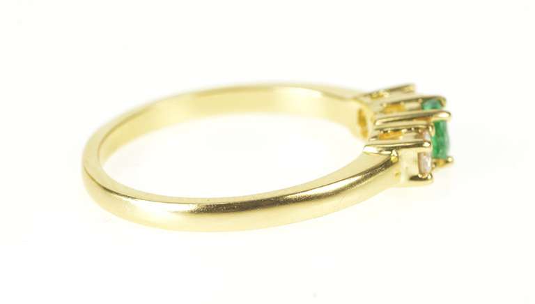 18K Yellow Gold 0.83 Ctw Emerald Diamond Accent Engagement Ring
