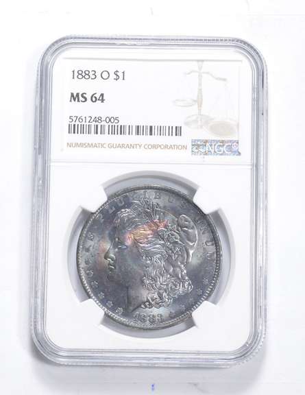 MS64 1883-O Morgan Silver Dollar - Graded NGC Blueberry Tone