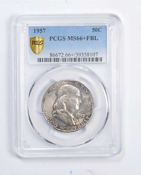 MS66+ 1957 Franklin Half Dollar - FBL - Graded PCGS