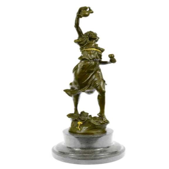 Greek Lady Girl Water Jug Vase Bronze Sculpture