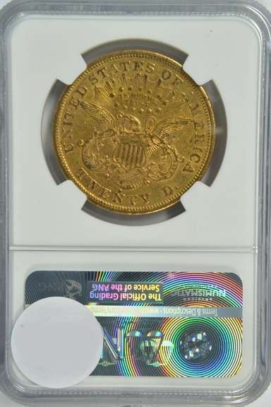 Scarce Near BU 1872-S $20 Liberty Gold Piece. NGC AU55