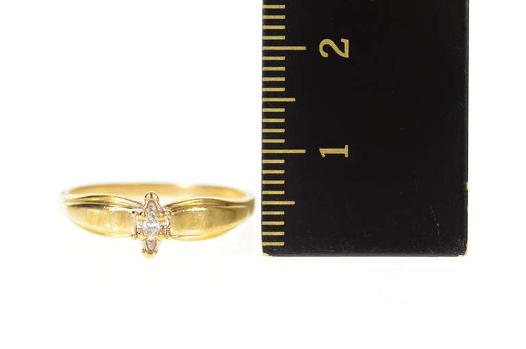 10K Yellow Gold Marquise Diamond Solitaire Classic Promise Ring