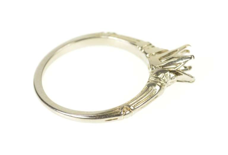 18K White Gold Retro Ornate 5.0mm Engagement Setting Mount Ring