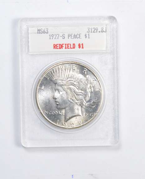 MS63 1927-S Peace Silver Dollar - Redfield - Graded Blanchard