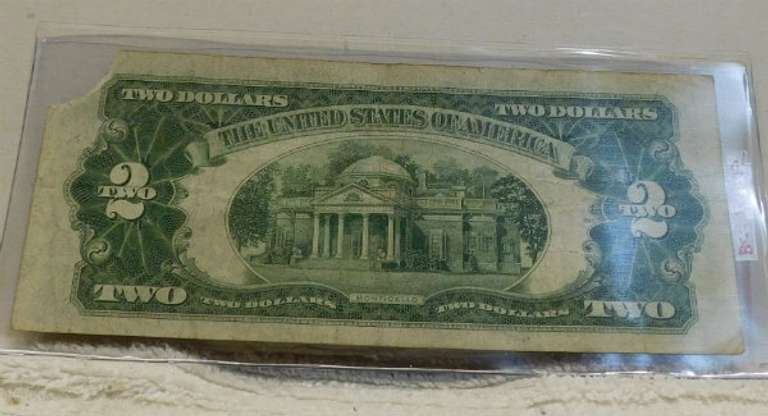 1928-G $2.00 US Note Red Seal corner dmg