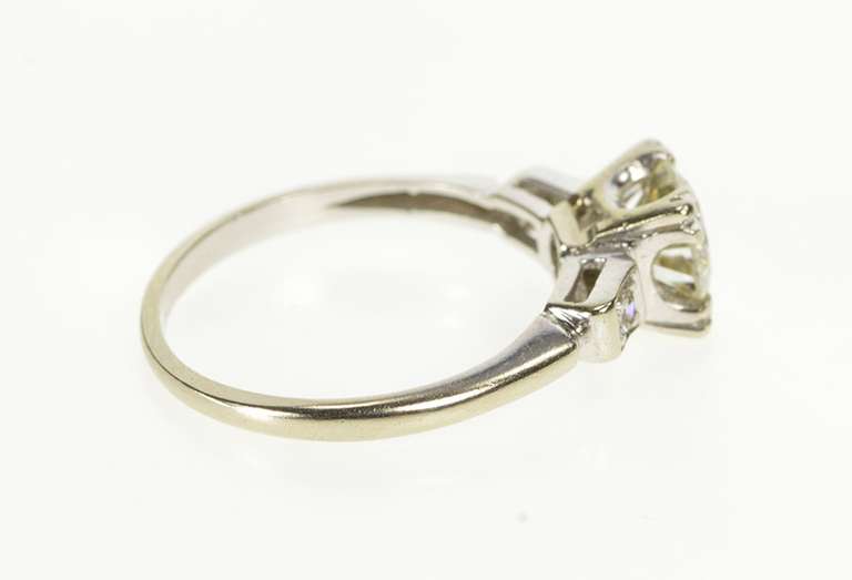 14K White Gold 1.00 Ctw Classic Three Diamond Engagement Ring