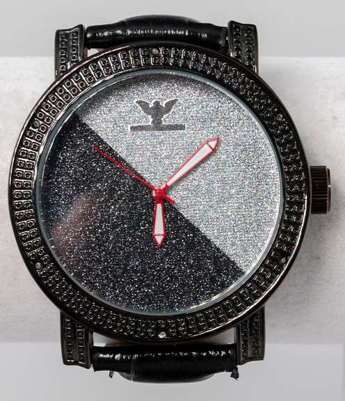 Flashy Silver & Black Dial Diamond King Watch