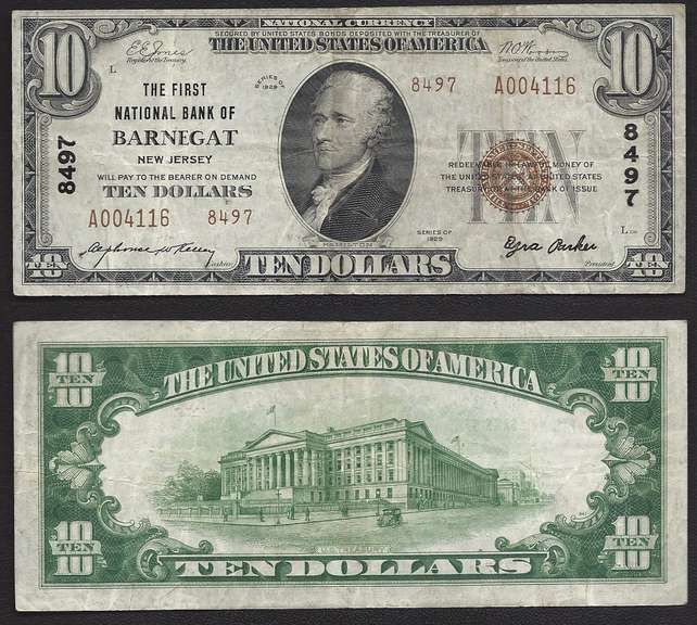 $10 1929-2 NBN First National bank of Barnegat, New Jersey