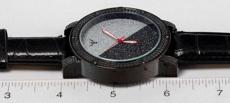 Flashy Silver & Black Dial Diamond King Watch