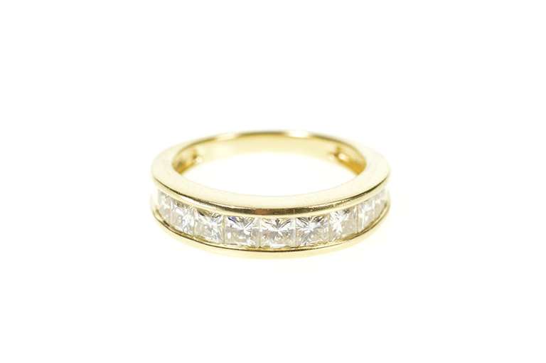 14K Yellow Gold 1.17 Ctw Princess Diamond Wedding Band Ring