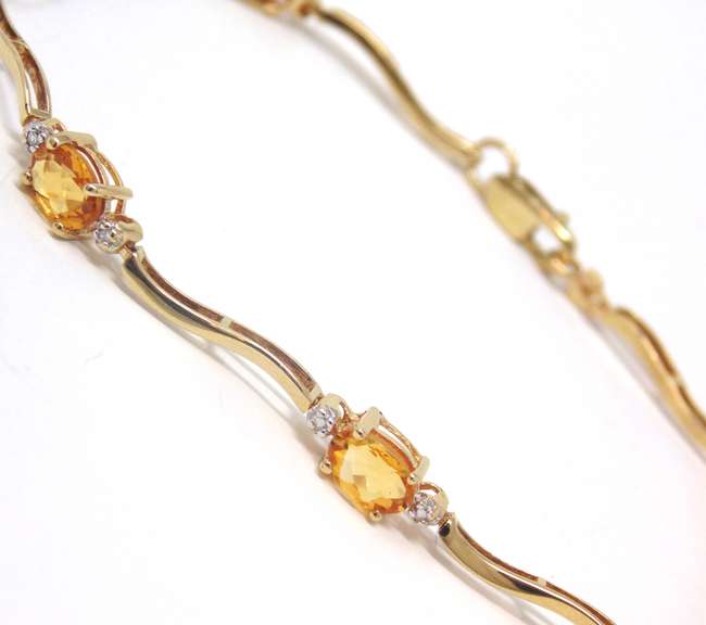Handsome Citrine and Diamond Accent Station Bracelet