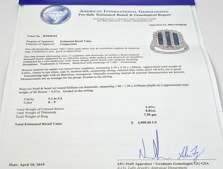 Sapphire & Diamond Ring in 14K White Gold