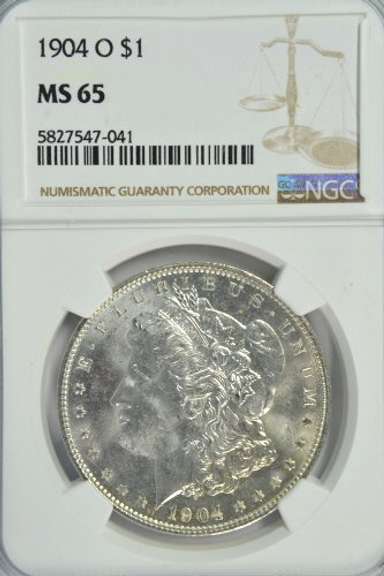 Impressive Gem BU 1904-O Morgan Silver Dollar. NGC MS65