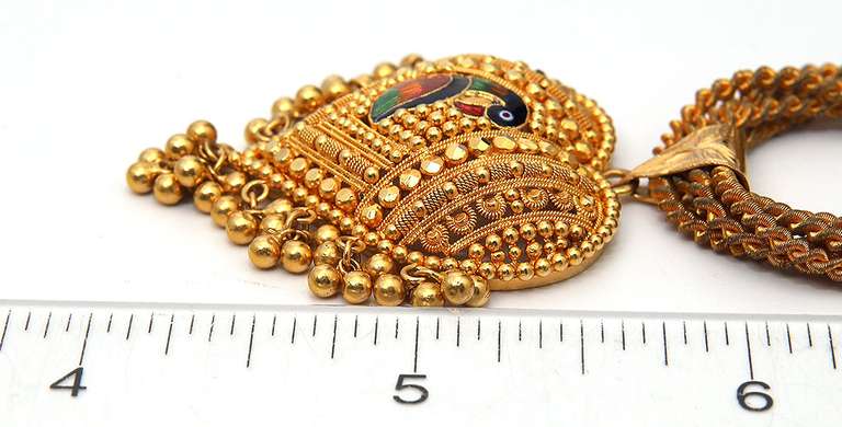 Incredible 22KT Gold Heart Necklace with Tropical Bird Motif