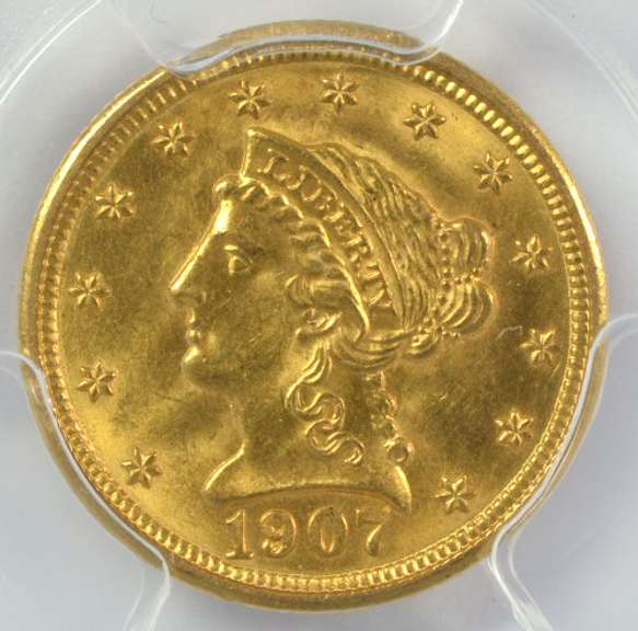 Superb PCGS MS64 1907 US $2.50 Liberty Gold Piece
