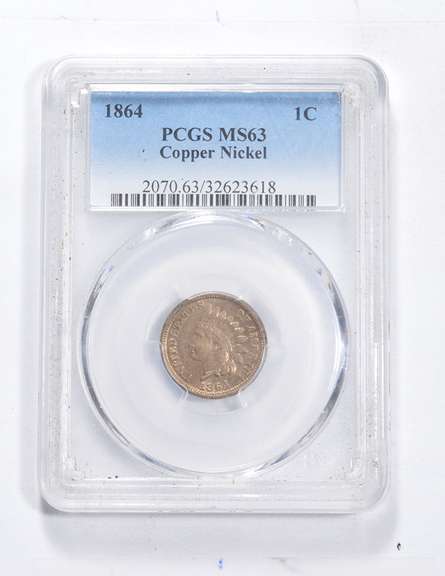 MS63 1864 Indian Head Cent - Copper Nickel - Graded PCGS
