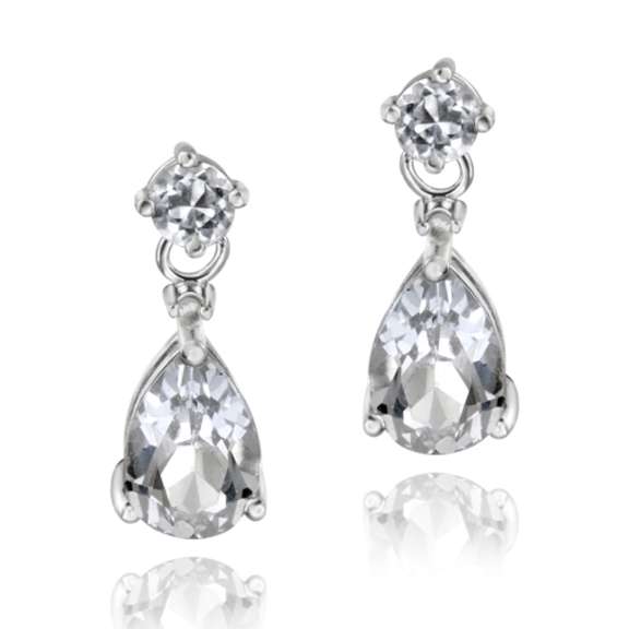 Sterling Silver 3.6ct White Topaz & Diamond Accent Teardrop Earrings