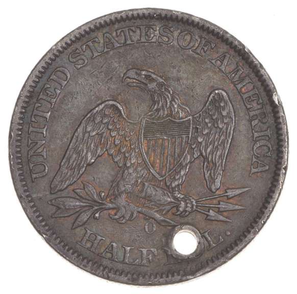 1861-O Seated Liberty Half Dollar - Holed - FED ISSUE $-6