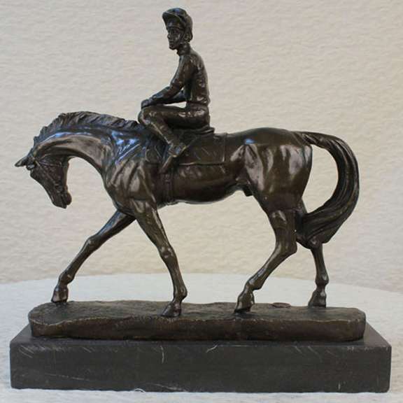 Horse and Jockey Bronze Figure