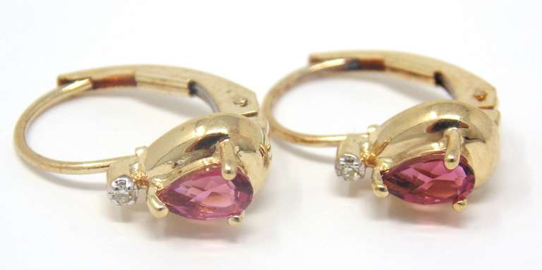 Fancy Pear Pink Tourmaline & Diamond Earrings